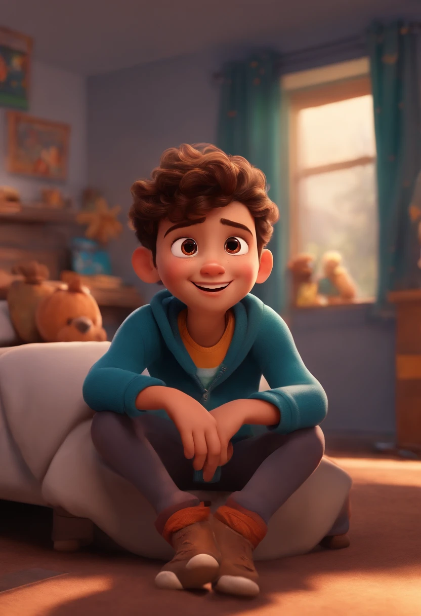 Image of a boy for a story in a YouTube video in Pixar format, He's the allabester, He's the class leader, He's outgoing, Playful and gets up for a lot of things