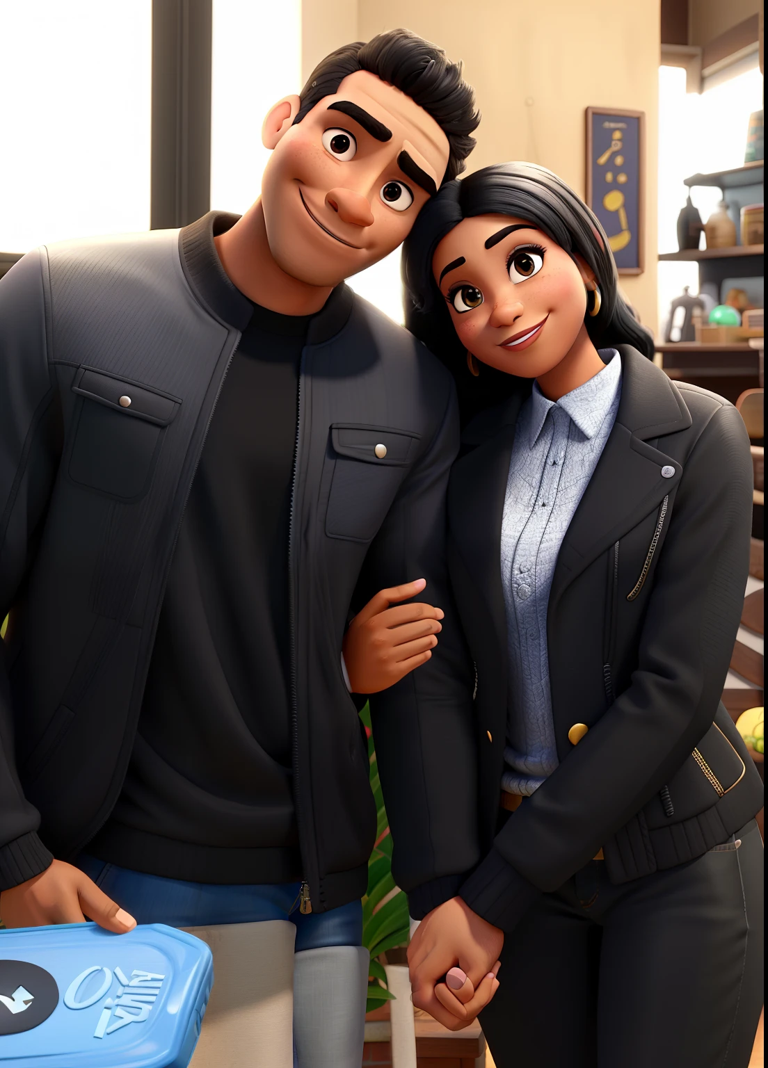 Homem negro e Mulher brasileira , estilo Disney pixar ,alta qualidade,melhor qualidade