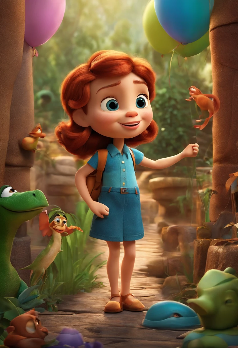 Create a Disney PIXAR-style 3D poster, uma mulher de 40 anos, gordinha, com o texto luciana