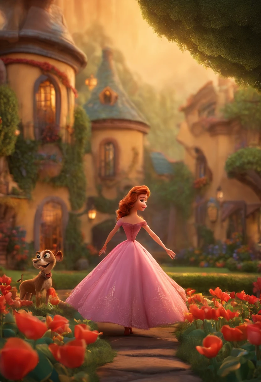 Create a Disney PIXAR-style 3D poster, uma mulher de 40 anos, gordinha, com o texto luciana