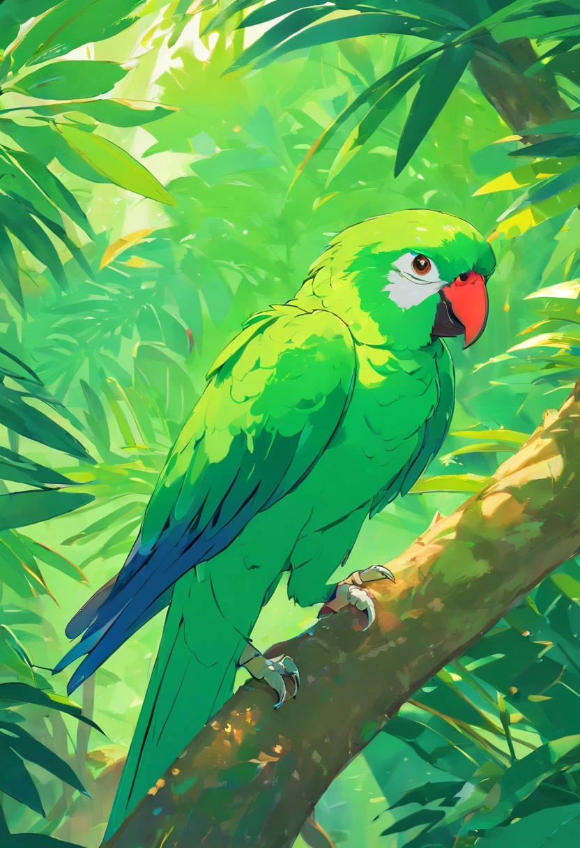 There was a parrot in the tree, Canto do papagaio, lindas penas verdes, Pintura SNES