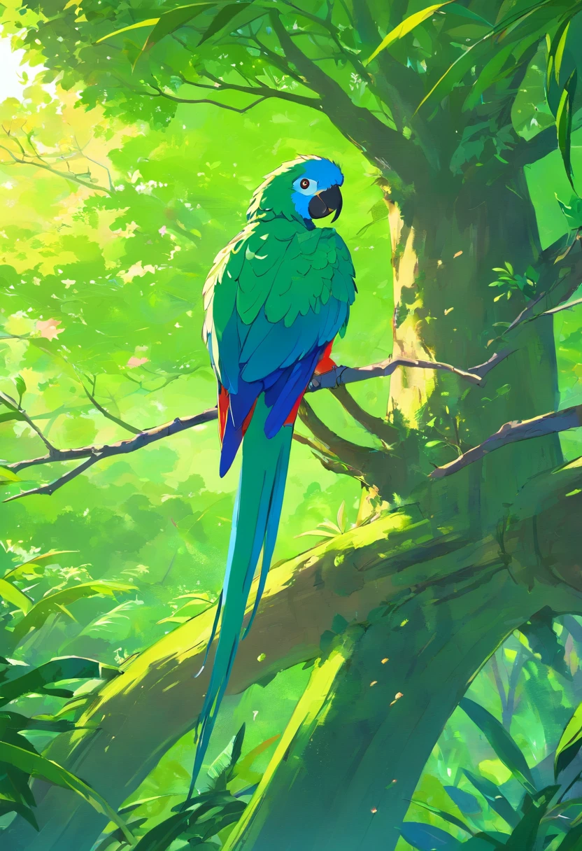 There was a parrot in the tree, Canto do papagaio, lindas penas verdes, Pintura SNES