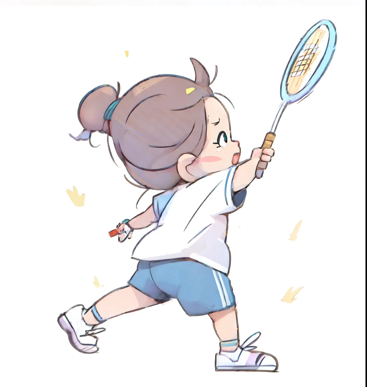 Cartoon girl plays badminton with racket and ball, A girl who plays badminton, Badminton, Playing badminton, the anime girl is running, girl is running, Cartoon style illustration, carismatic, girl running,Play badminton, hd illustration,