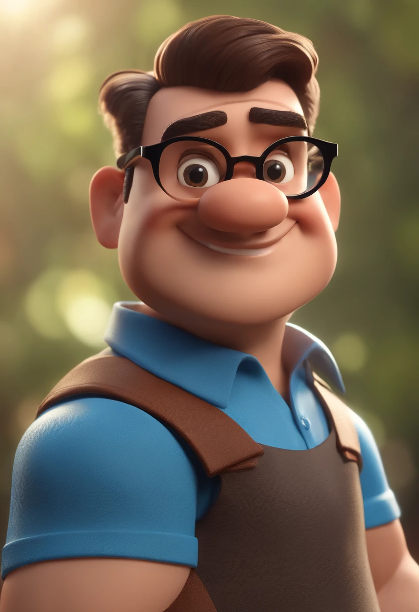 Cartoon character of a man with black glasses and a blue shirt, animation character, Caractere estilizado, animation style rendering, 3D estilizado, Arnold Maya render, 3 d render stylized, toon render keyshot, Personagem 3D, Personagem 3D, 3d rendering stylized, 3 d character render, personagem de desenho animado, Personagem de close up, Pose de personagem, (Estilo Pixar) (master part:1.2) (Bokeh) (best quality) (pele detalhada) (textura detalhada) (8k) (argila) (Cinematic lighting) (foco nítido