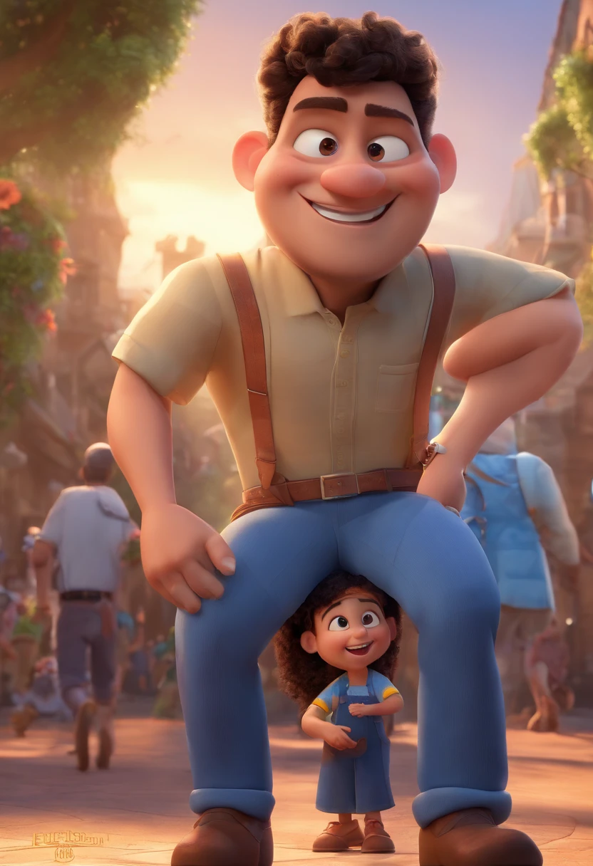 Desenho animado, 3D Animation Movie Poster, Poster de filme animado, pixar 3 d animation style, pixar renderman rendering, maia 8 mil, animated film, Disney Pixar Estilo 3D, wearing light blue shirts and cream brown long pants, camisa azul clara, cream brown pants, ao ar livre, vacation, Disney Pixar Animated Poster Man Smiling, retrato promocional, , Mohamed Chahin, foto profissional bem iluminada, Retrato no meio da foto, foto de perfil profissional, mutahar rindo, Riyahd Cassiem, na frente de um fundo preto, Condutor de Ene, com um fundo preto, Amr Elshamy, Foto profissional detalhada