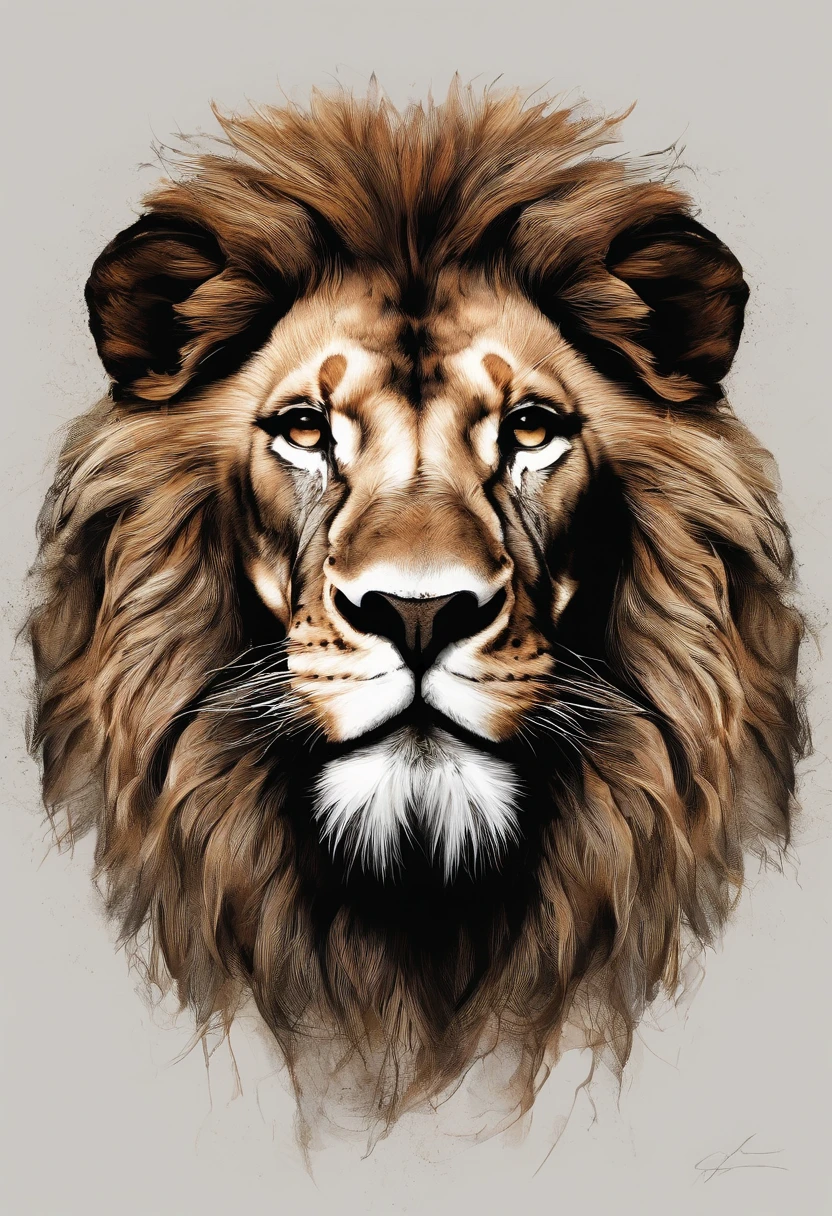 Lion heads,pessoal, Use uma jaqueta da equipe de estudantes, wearing sunglasses, Usando fones de ouvido, alegria, Standing position, beleza abstrata, Centrado, looking at the camera, Facing the camera, nearing perfection, Dynamic, altamente detalhado, liso, foco nítido, 8k, A high resolution, illustration, arte de Carne Griffiths e Wadim Kashin, fundo branco