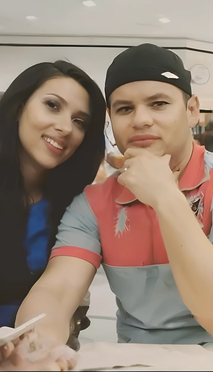 (best quality,4k,8k,highres,masterpiece:1.2),ultra-detailed,(realistic,photorealistic,photo-realistic:1.37),a man and a woman sitting at a table,having a meal,relaxed atmosphere,warm lighting,cozy setting,[dinner],delicious food,appetizing,[candlelight],romantic ambiance,gentle smiles,eye-catching decor,[beautifully set table],[wine glasses],fine dining experience,[mouth-watering dishes],tasty flavors,[elegantly dressed couple],elegant cutlery,colorful tablecloth,textured walls,Ambient background music,fine art painting in the background,subtle shadows,subdued lighting,dimly lit room,soft focus,close-up shots of food,overhead lighting,harmonious color palette,vibrant and natural colors,rich textures,[well-prepared dishes],[carefully chosen ingredients],[artistic plating],[cooking techniques revealed],culinary masterpieces,interaction between the couple,meaningful conversations,warm atmosphere,high-class restaurant,private dining experience,a special occasion,[celebration of love],[romantic evening],cherished moments,gourmet cuisine.