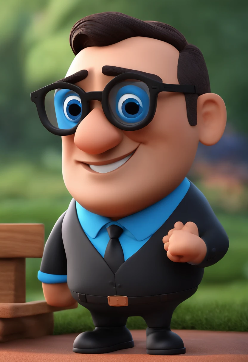 Cartoon character of a man with black glasses and a blue shirt, animation character, Caractere estilizado, animation style rendering, 3D estilizado, Arnold Maya render, 3 d render stylized, toon render keyshot, Personagem 3D, Personagem 3D, 3d rendering stylized, 3 d character render, personagem de desenho animado, Personagem de close up, Pose de personagem, (Estilo Pixar) (master part:1.2) (Bokeh) (best quality) (pele detalhada) (textura detalhada) (8k) (argila) (Cinematic lighting) (foco nítido