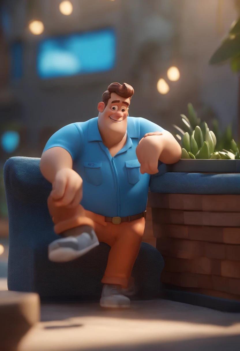 Personagem de desenho animado de um homem usando uma camisa azul, um personagem animado, Caractere estilizado, animation style rendering, 3D estilizado, Arnold Maya render, 3 d render stylized, toon render keyshot, Personagem 3D, Personagem 3D, 3d rendering stylized, 3 d character render, personagem de desenho animado, Personagem de close up, Pose de personagem, (Estilo Pixar) (master part:1.2) (Bokeh) (best quality) (pele detalhada) (textura detalhada) (8k) (argila) (Cinematic lighting) (foco nítido,Senta e vaza a parte superior do corpo
