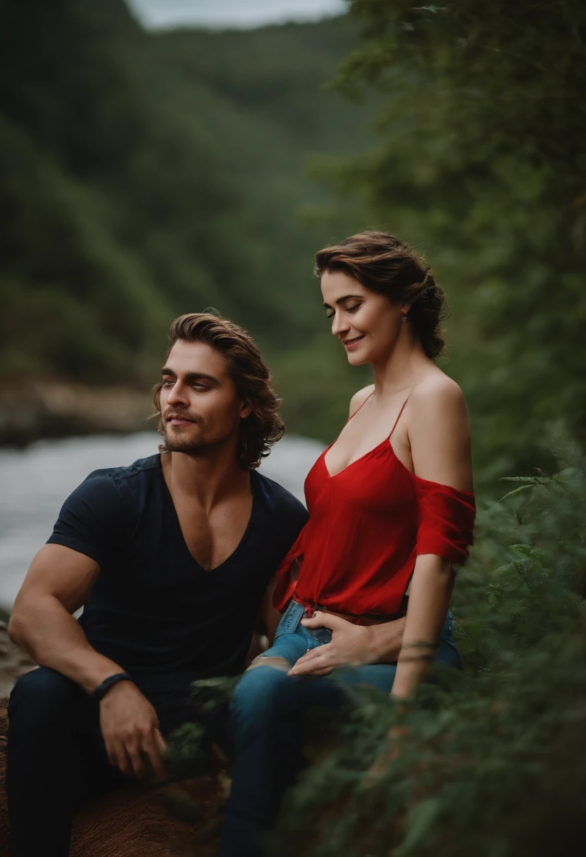 Uma mulher gostosa com homem mais jovem em clima apaixonado