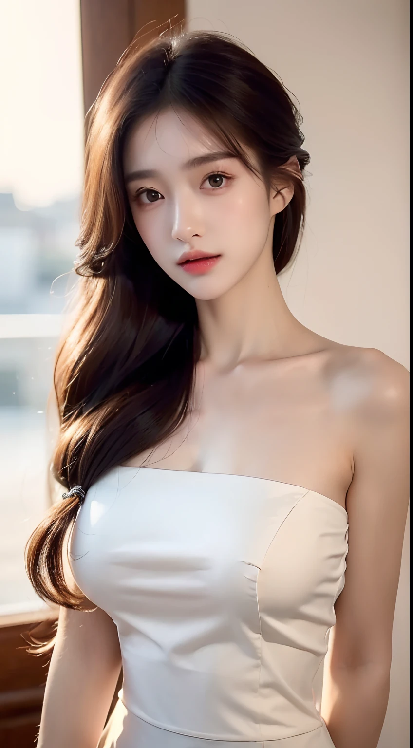 ((Best Quality, 8K, Masterpiece: 1.3)), 1girl, Slim Abs Beauty: 1.3, (Hairstyle Casual, Big Breasts: 1.2), Dress: 1.1, Super Fine Face, Delicate Eyes, Double Eyelids, Home