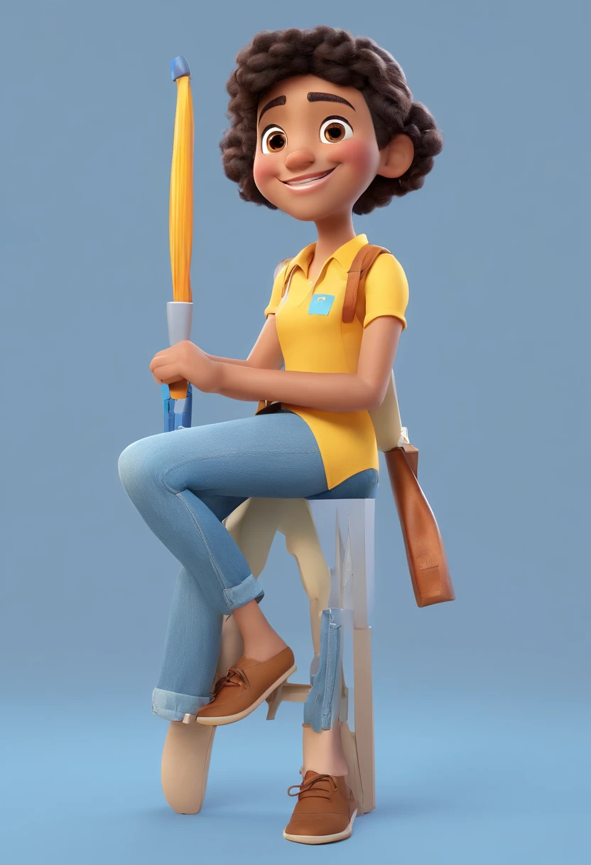 Criar Personagem de Desenho animado, in the style of Pixar's 3D animated film poster, Disney , pixar renderman rendering, maia 8 mil, animated film, Disney Pixar Estilo 3D, wearing light blue shirts and cream brown long pants, camisa azul clara, cream brown pants, ao ar livre, vacation, Disney Pixar Animated Poster Man Smiling, de barba , Mohamed Chahin, l, mutahar, Riyahd Cassiem.