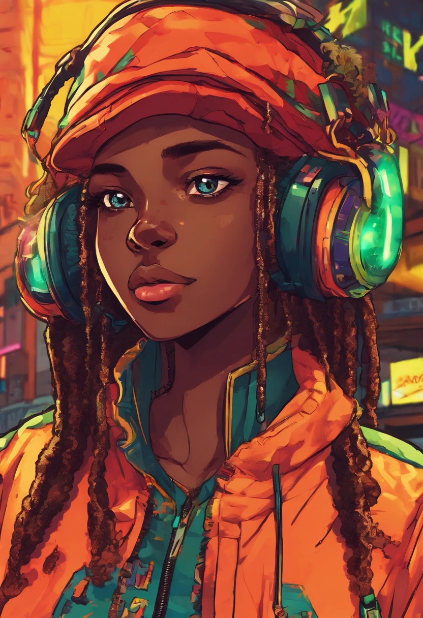 (Qualidade Superior, 16k, master part: 1.3)), jovem negro, Retrato de um homem adulto de pele escura(Afro-americano:1.2 , 2 0 anos) com dreadlocks pretos escuros e uma camisa branca, fanart de menino urbano, solo portrait 🎨🖌️, estilo de arte desconhecido, retrato detalhado do caractere, black anime manga girl, fundo urbano da favela brasil , Olhos verdes aqua, Anime detalhado soft face, menino anime, estilo anime masculino, retrato de meio corpo, Textura altamente detalhada do rosto e da pele, Detailed eyesanime dark-skinned teen with chain around her neck and dark brown jacket, ele tem dreadlocks pretos, Heterocormia, olhos multicoloridos((The left eye is green, The right eye is red )), badass anime 8 k, arte digital do anime cyberpunk,