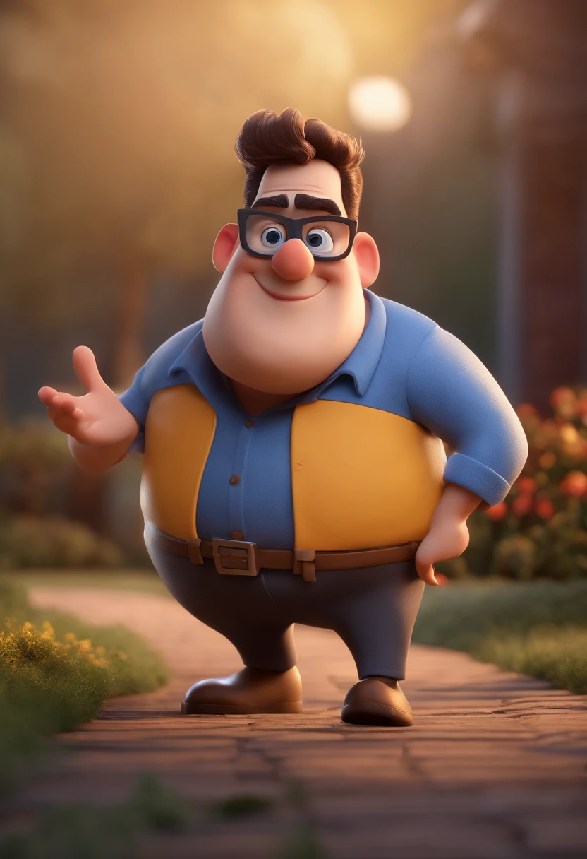 Cartoon character of a man with black glasses and a blue shirt, animation character, Caractere estilizado, animation style rendering, 3D estilizado, Arnold Maya render, 3 d render stylized, toon render keyshot, Personagem 3D, Personagem 3D, 3d rendering stylized, 3 d character render, personagem de desenho animado, Personagem de close up, Pose de personagem, (Estilo Pixar) (master part:1.2) (Bokeh) (best quality) (pele detalhada) (textura detalhada) (8k) (argila) (Cinematic lighting) (foco nítido