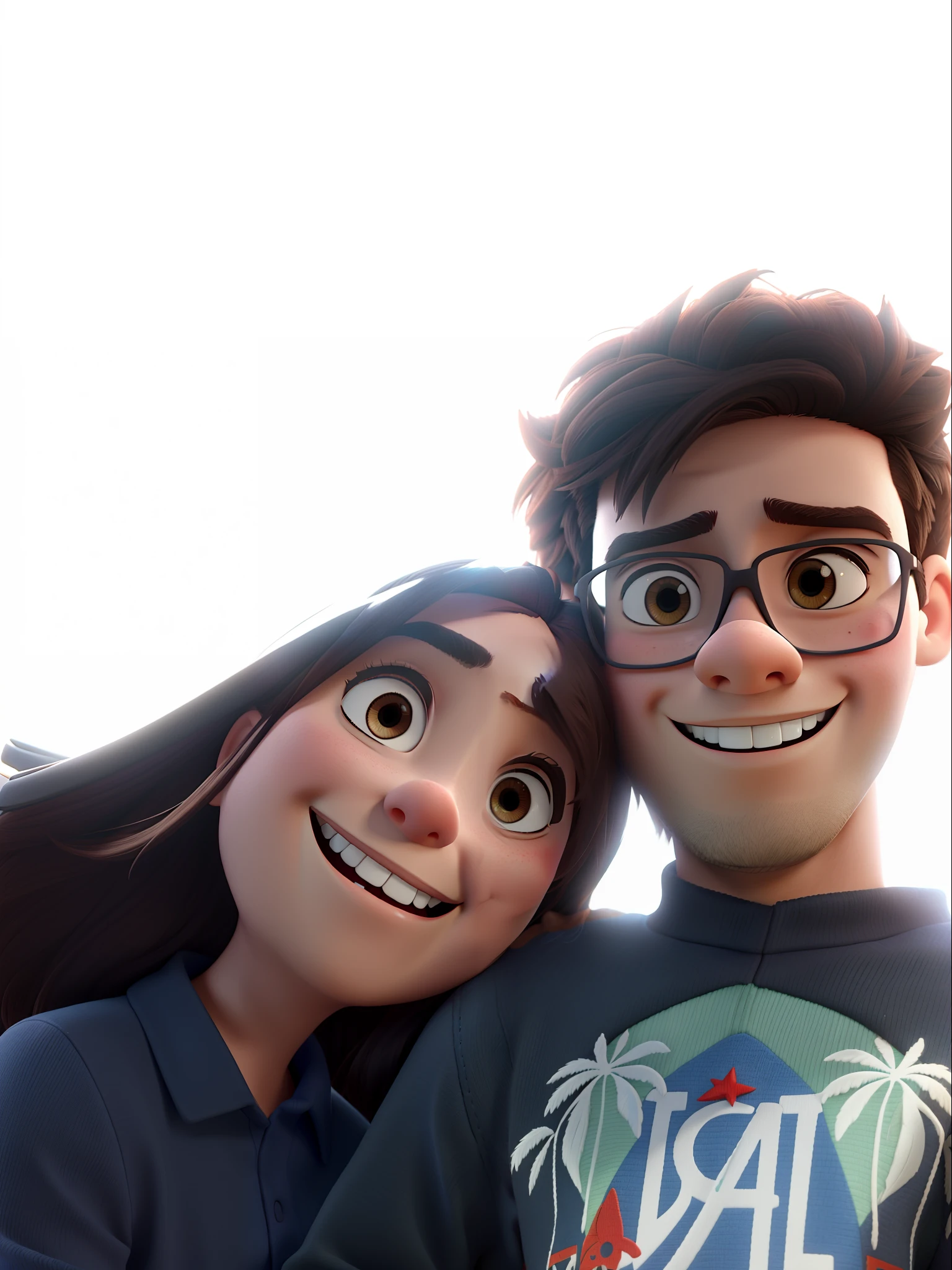 A young couple in the style of 3D pixar animation, alta qualidade, melhor qualidade