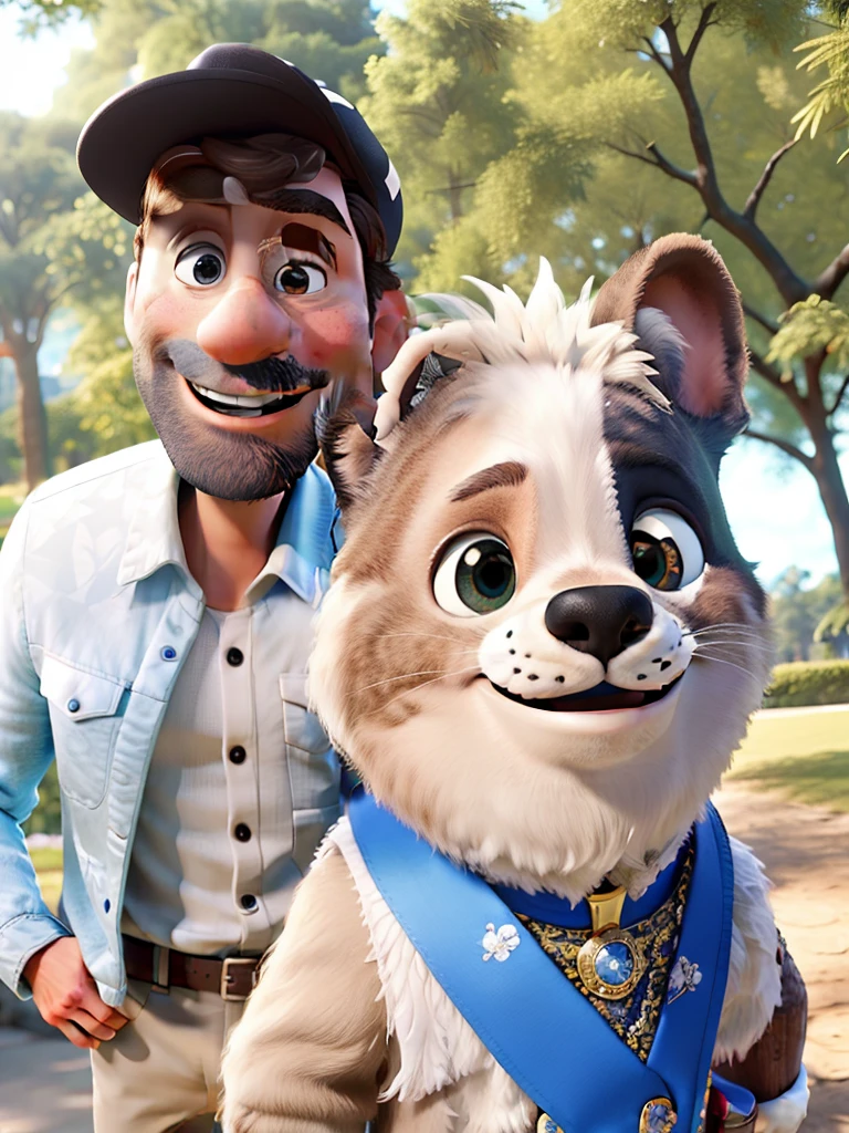 tmasterpiece,a melhor qualidade,Um homem com olhos,head shoot,estilo disney,Standing in the park,Muitos detalhes no rosto