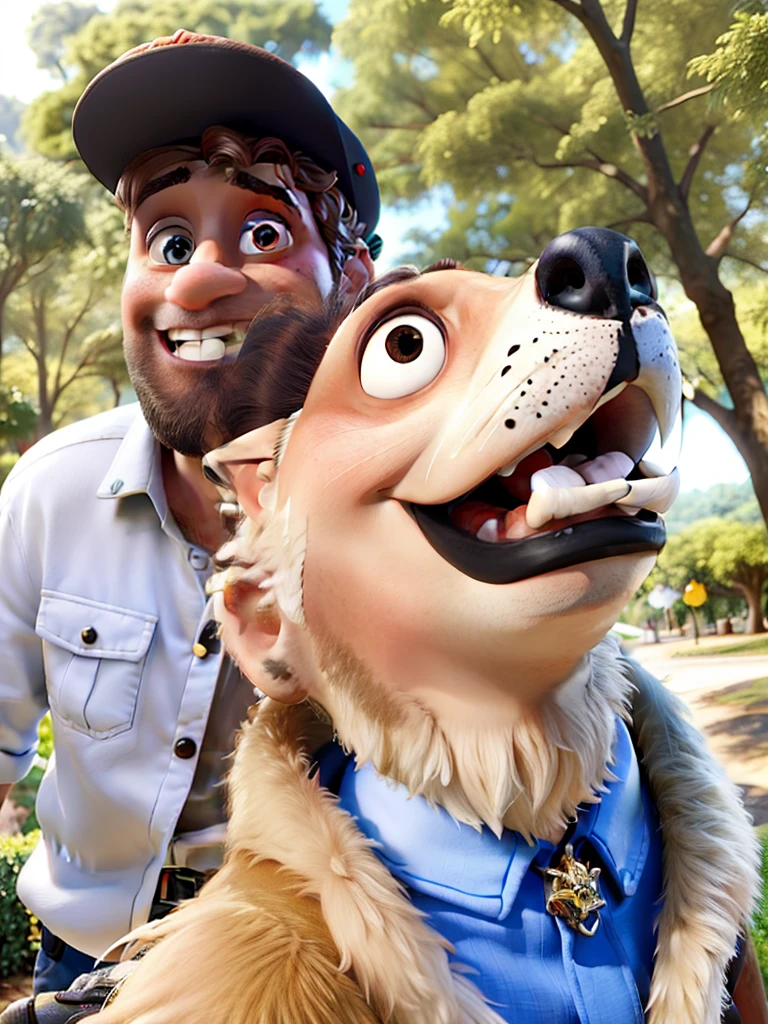 tmasterpiece,a melhor qualidade,Um homem com olhos,head shoot,estilo disney,Standing in the park,Muitos detalhes no rosto