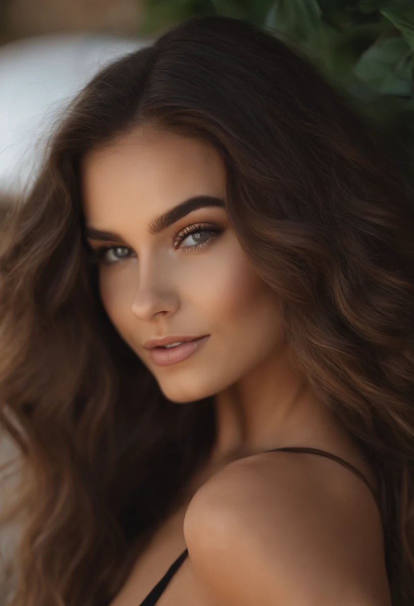 Arafed woman completely , fille sexy aux yeux bruns, ultra realist, Meticulously detailed, Portrait Sophie Mudd, cheveux bruns et grands yeux, selfie of a young woman, Dubai Eyes, Violet Myers, sans maquillage, maquillage naturel, looking straight at camera, Visage avec Artgram, Maquillage subtil, Superbe photo du corps mi-entier , Medium to large bust