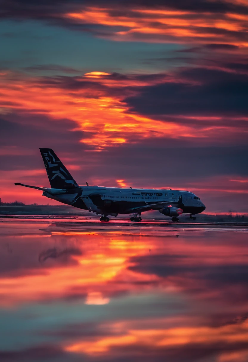 Close-up of cloudy sunset and airplane flying in the sky, Amazing skies, Amazing skies, Stunning sunset, brilliant sunset, A very colorful heaven, Amazing reflections of the sky, Colorful clouds, colorful sunset, Sunset clouds, Cloudy sunset, Glowing clouds, fire in the sky, Fire reflection, Spectacular sunset, Beautiful sunset, Colorful sky, Fire from the sky