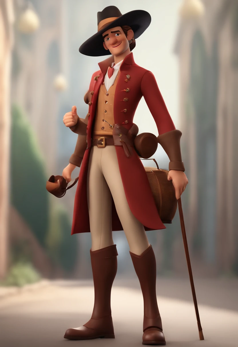 personagem dos desenhos animados de um homem uma camisa vermelha, olhos castanhos, cabelo curto preto, tem um sinal na bochecha direita, sobrancelha grossa, barba, Golden cord, animation character, Caractere estilizado, animation style rendering, 3D estilizado, Arnold Maya render, 3 d render stylized, toon render keyshot, Personagem 3D, Personagem 3D, 3d rendering stylized, 3 d character render, personagem de desenho animado, Personagem de close up, Pose de personagem,  (Estilo Pixar) (master part:1.2) (Bokeh) (best quality) (pele detalhada) (textura detalhada) (8k) (argila) (Cinematic lighting) (foco nítido