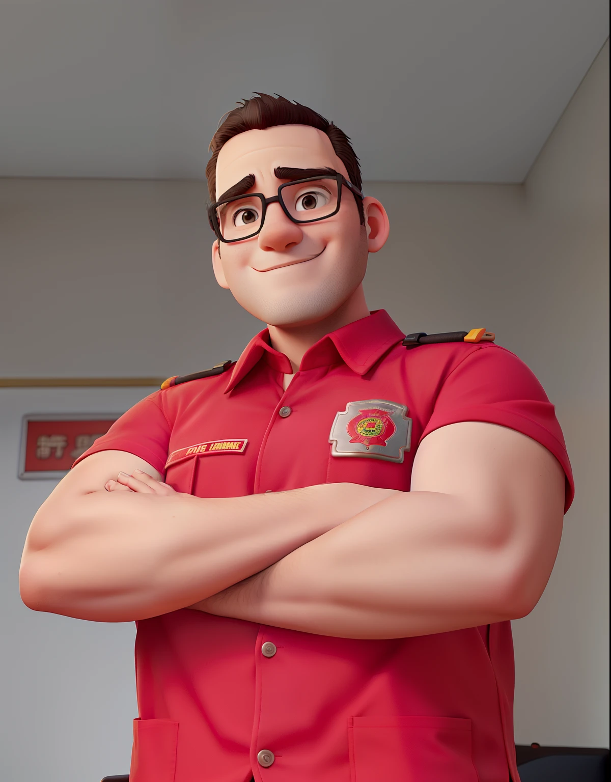 38-year-old young man in fire brigade shirt