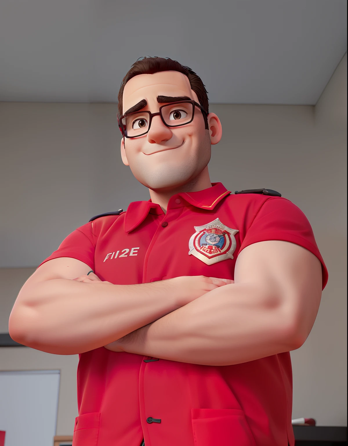 38-year-old young man in fire brigade shirt