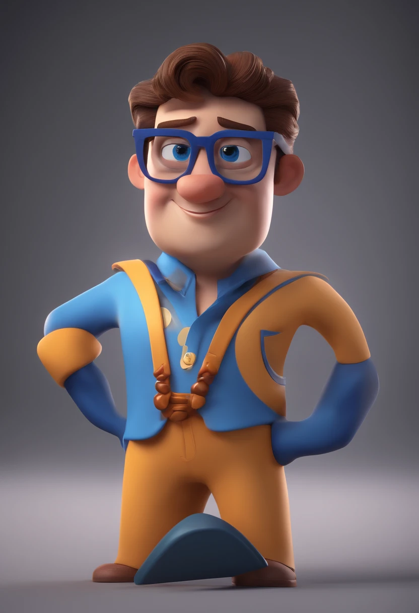 Cartoon character of a man with black glasses and a blue shirt, animation character, Caractere estilizado, animation style rendering, 3D estilizado, Arnold Maya render, 3 d render stylized, toon render keyshot, Personagem 3D, Personagem 3D, 3d rendering stylized, 3 d character render, personagem de desenho animado, Personagem de close up, Pose de personagem, (Estilo Pixar) (master part:1.2) (Bokeh) (best quality) (pele detalhada) (textura detalhada) (8k) (argila) (Cinematic lighting) (foco nítido