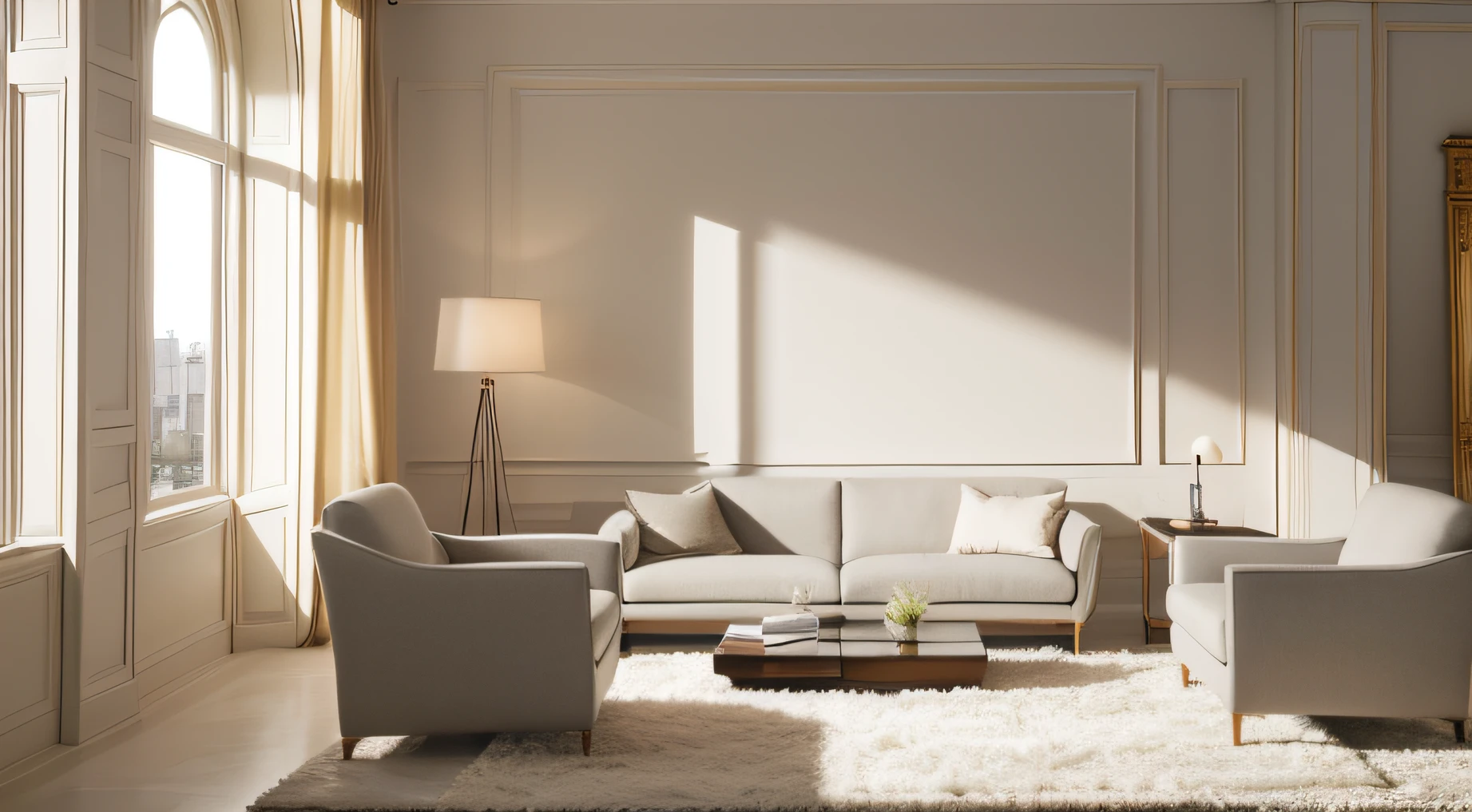 A luxurious modern sofa sits gracefully in the vastness of a contemporary interior, inviting you to indulge in its utmost comfort. The sleek lines and exquisite craftsmanship of the sofa exude sophistication and elegance. Bathed in natural light streaming through floor-to-ceiling windows, the scene is illuminated with a warm, golden glow, accentuating the clean, minimalist aesthetic of the space. The camera, set on a tripod, captures every fine detail and texture, showcasing the sofa's impeccable design.
With a wide-angle lens, the camera skillfully embraces the entirety of the room, allowing the viewer to appreciate the harmonious blend of form and function. From this perspective, one can see the carefully curated decor, including abstract art pieces adorning the walls, complementing the contemporary ambiance. The room exudes a sense of tranquility and refinement, providing a serene backdrop for relaxation and contemplation.
The time of day, late afternoon, casts soft shadows that caress the smooth curves and contours of the sofa, further enhancing its allure. The play of light and shadow adds depth and dimension to the composition, creating an enchanting atmosphere that beckons one to unwind and escape from the outside world.
The photograph is captured in high-resolution, capturing even the most minute details, ensuring that every stitch, every fiber of the sofa's upholstery is rendered with remarkable clarity. The image style emphasizes the modernist aesthetic, emphasizing clean lines, minimal clutter, and a neutral color palette, creating a timeless appeal.
As for the type of film used, a classic black and white film is chosen. The absence of color allows the viewer to focus solely on the intricate design elements of the sofa and the architectural purity of the space. The monochromatic tones imbue the scene with a sense of timelessness and evoke a feeling of nostalgia.
In summary, this image presents a captivating juxtaposition of luxury, modernity, and sim