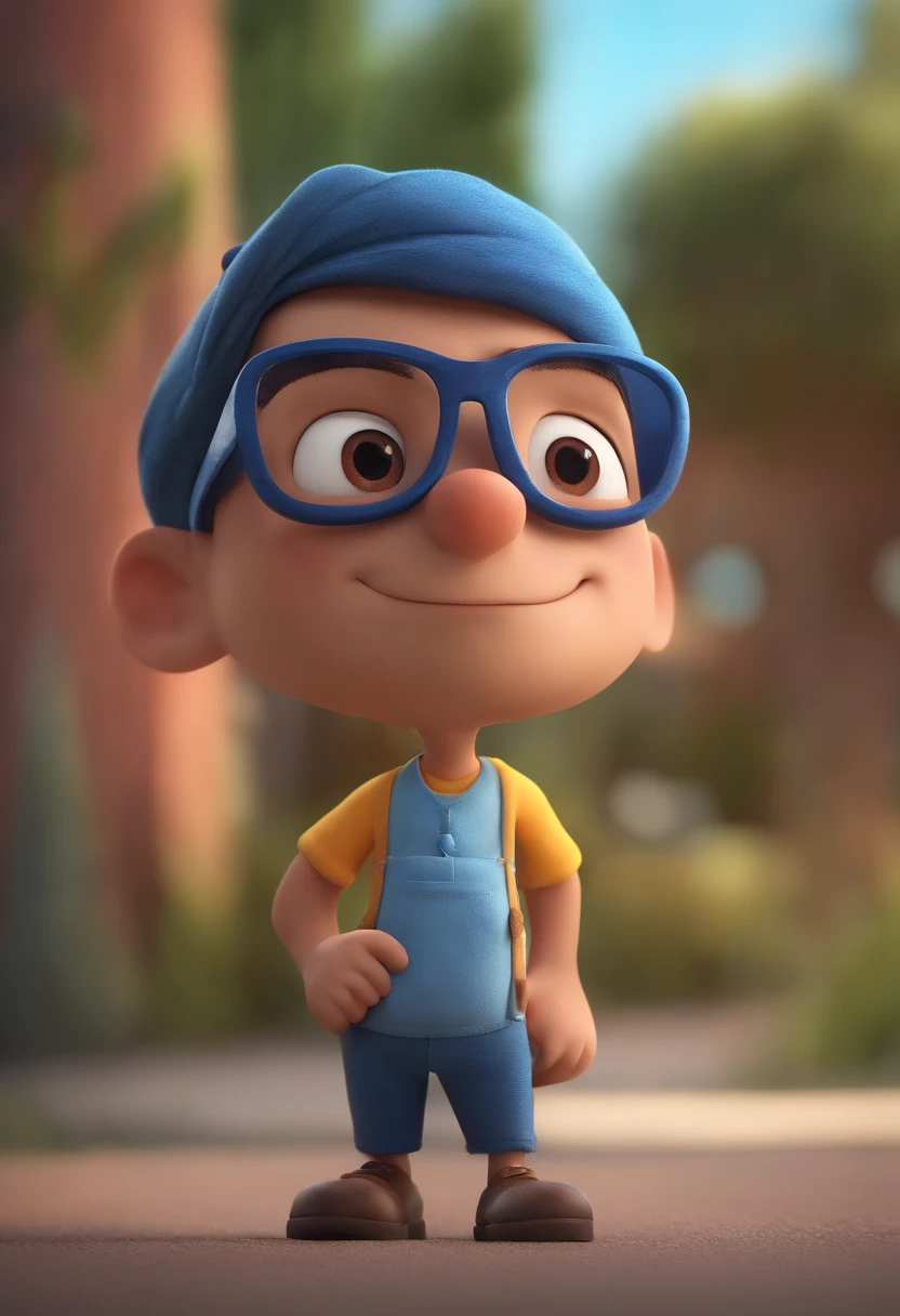 Cartoon character of a man wearing black glasses and a blue shirt, um personagem animado, Caractere estilizado, animation style rendering, 3D estilizado, Arnold Maya render, 3 d render stylized, toon render keyshot, Personagem 3D, Personagem 3D, 3d rendering stylized, 3 d character render, personagem de desenho animado, Personagem de close up, Pose de personagem, (Estilo Pixar) (master part:1.2) (Bokeh) (best quality) (pele detalhada) (textura detalhada) (8k) (argila) (Cinematic lighting) (foco nítido,Senta e vaza a parte superior do corpo