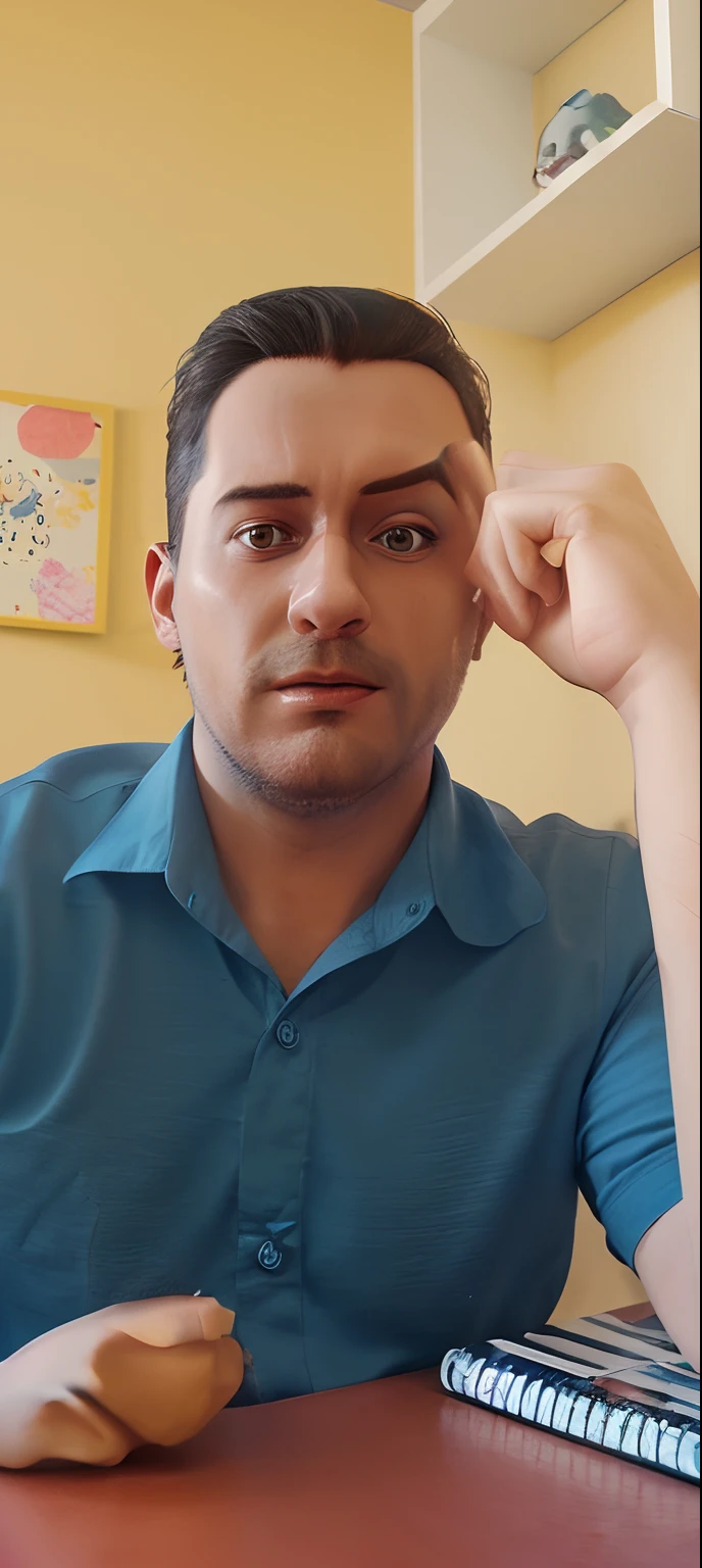 personagem dos desenhos animados de um homem, Blue Shirt Animation Character, Caractere estilizado, animation style rendering, 3D estilizado