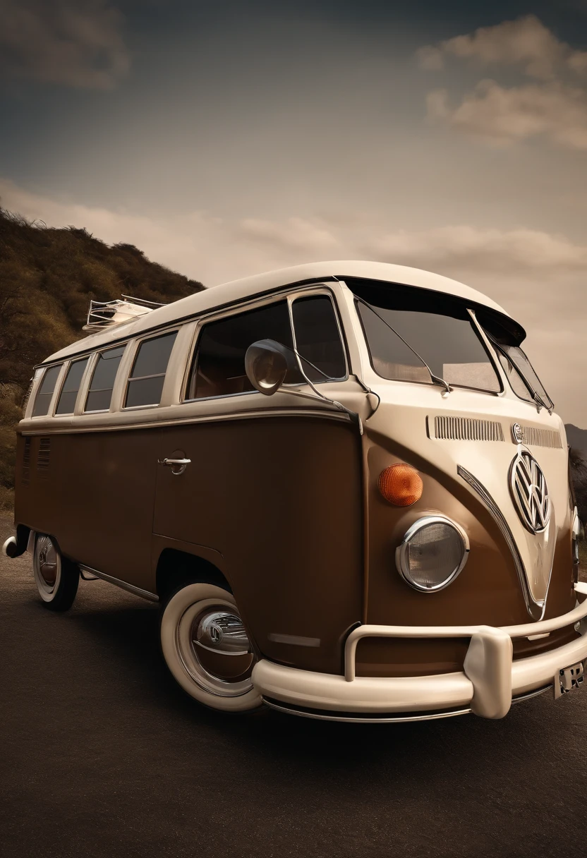Make a boy dark brown hair muscles and with height of 1.73 com Volkswagen kombi clipper
