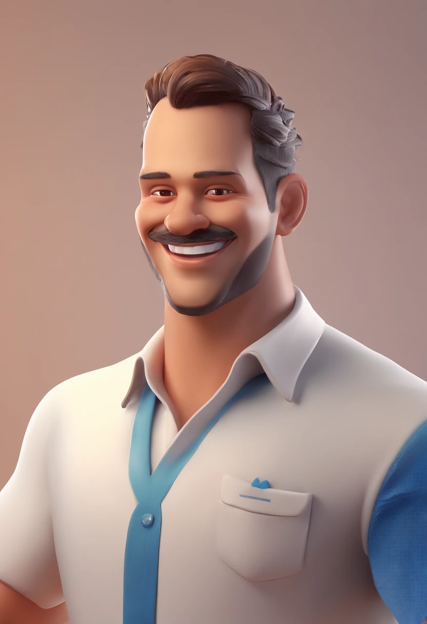 Smiling Man Illustration, sorriso insano, Homem de pele marrom com um sorriso gigante, happily smiling at the camera, sorriso atrevido, he's smiling, sorriso muito grande, Macho sorridente, foto de perfil headshot, rindo sorriso enorme, desenhando no estilo de Arte 3D, c4d, fundo de cor branco puro, estilo disney, estilo pixar render ilustracao Super Detalhe, 8k