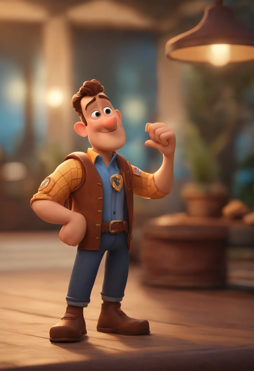 personagem dos desenhos animados de um homem com um bone com o nome USYMED e uma camisa azul, animation character, Caractere estilizado, animation style rendering, 3D estilizado, Arnold Maya render, 3 d render stylized, toon render keyshot, Personagem 3D, Personagem 3D, 3d rendering stylized, 3 d character render, personagem de desenho animado, Personagem de close up, Pose de personagem, (Estilo Pixar) (master part:1.2) (Bokeh) (best quality) (pele detalhada) (textura detalhada) (8k) (argila) (Cinematic lighting) (foco nítido