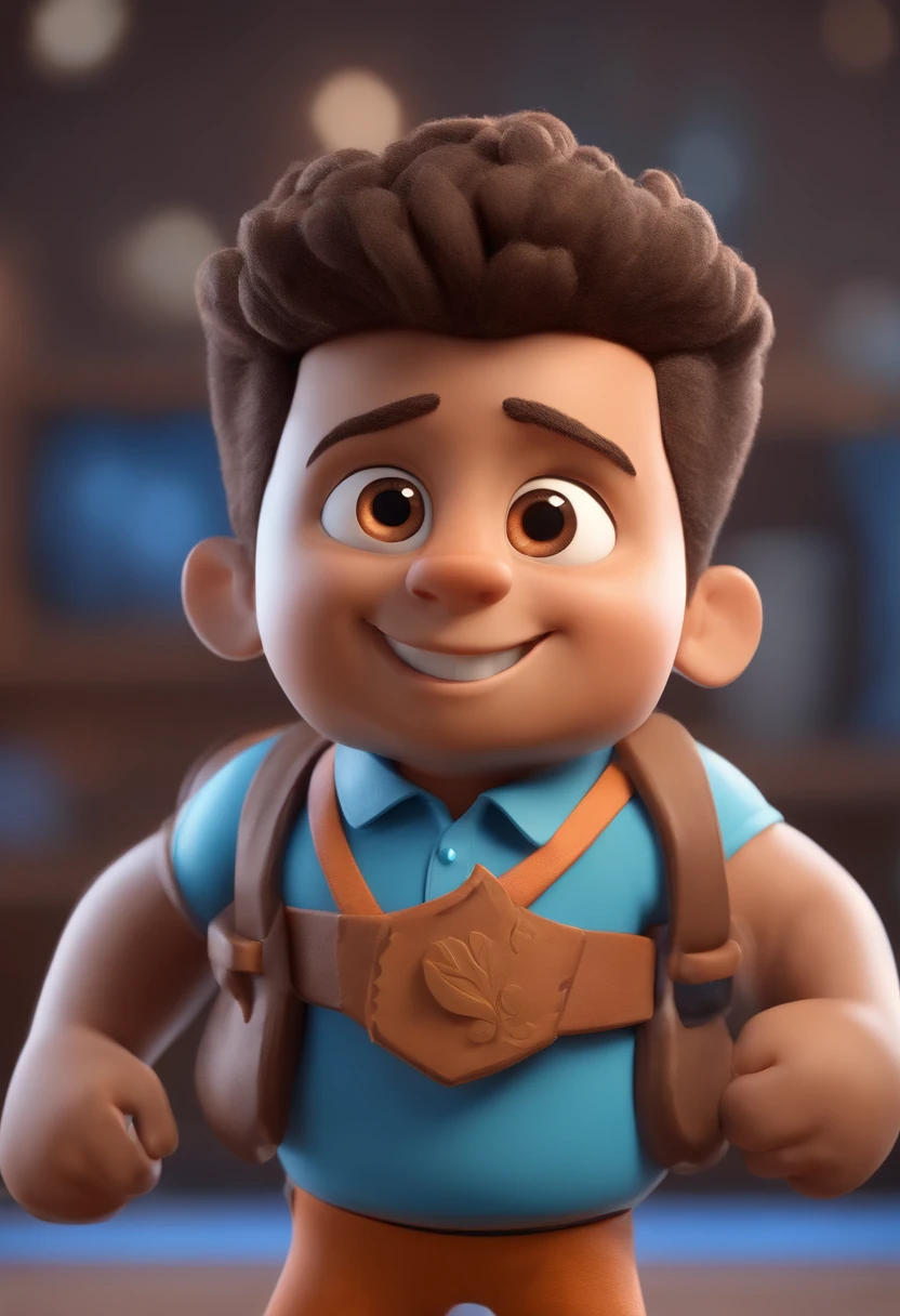 personagem dos desenhos animados de um homem com um bone com o nome USYMED e uma camisa azul, animation character, Caractere estilizado, animation style rendering, 3D estilizado, Arnold Maya render, 3 d render stylized, toon render keyshot, Personagem 3D, Personagem 3D, 3d rendering stylized, 3 d character render, personagem de desenho animado, Personagem de close up, Pose de personagem, (Estilo Pixar) (master part:1.2) (Bokeh) (best quality) (pele detalhada) (textura detalhada) (8k) (argila) (Cinematic lighting) (foco nítido