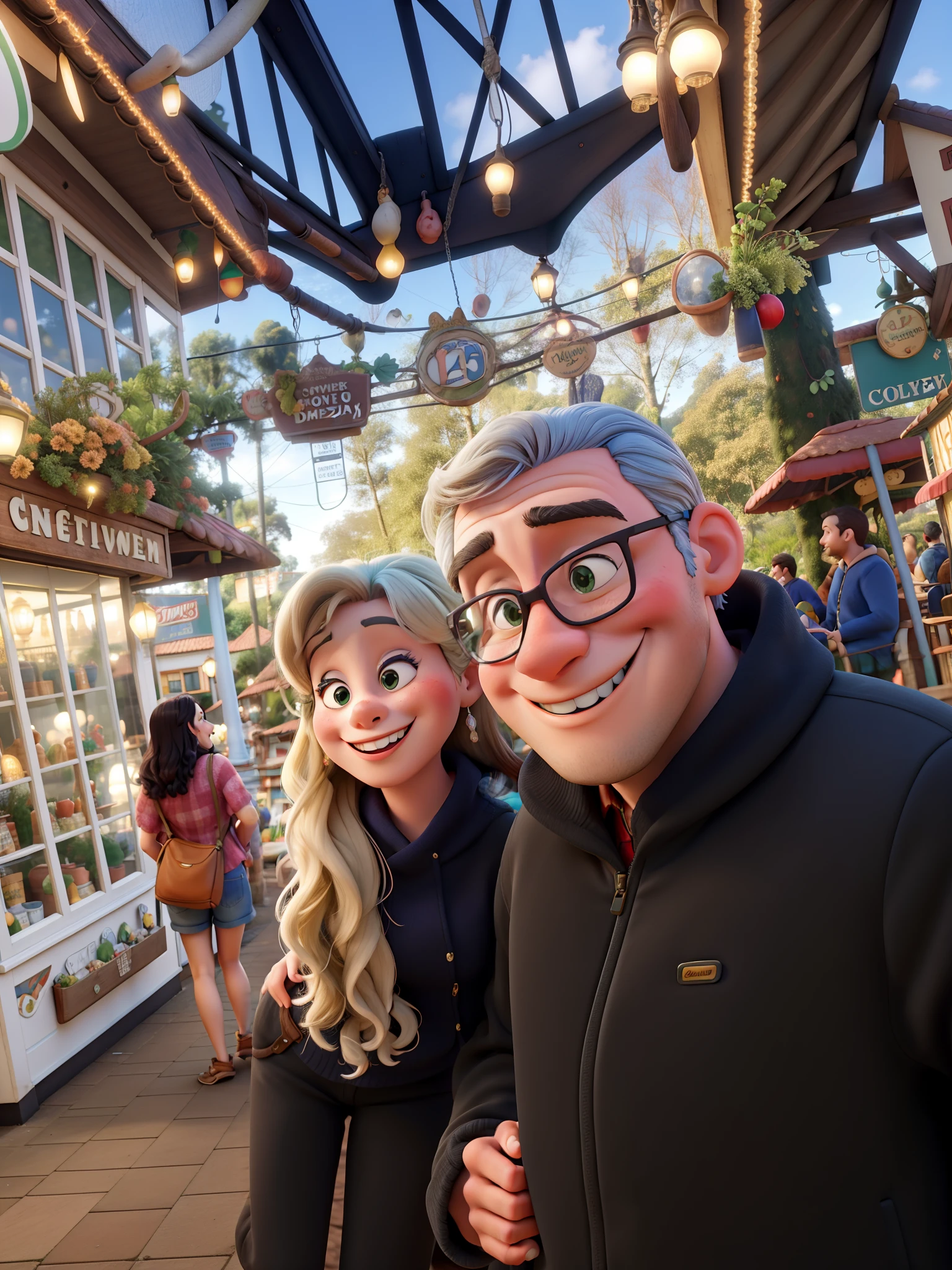 Disney style couple smiling in Campos do Jordão.