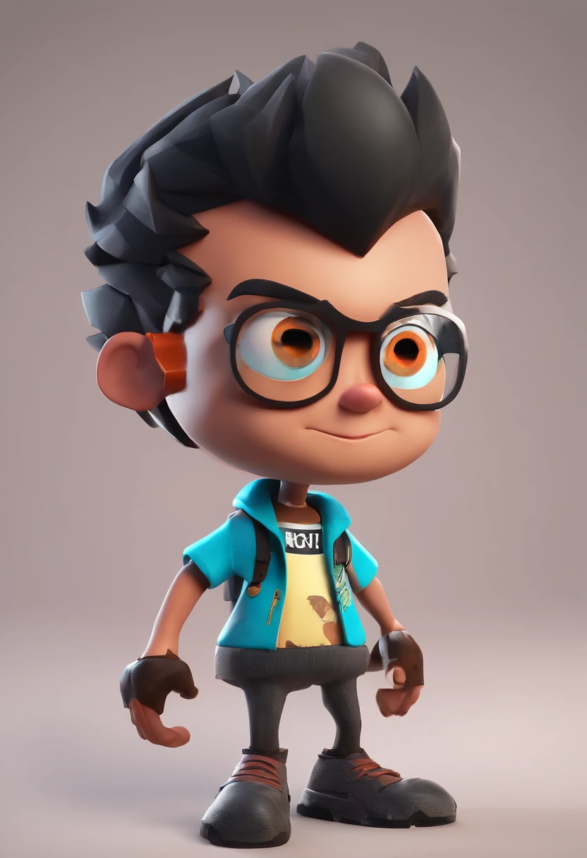 personagem dos desenhos animados de um garoto de cabelo cacheado, Black t-shirt with a bear drawn half bear half robot, animation character, Caractere estilizado, animation style rendering, 3D estilizado, Arnold Maya render, 3 d render stylized, toon render keyshot, Personagem 3D, Personagem 3D, 3d rendering stylized, 3 d character render, personagem de desenho animado, Personagem de close up, Pose de personagem, (Estilo Pixar) (master part:1.2) (Bokeh) (best quality) (pele detalhada) (textura detalhada) (8k) (argila) (Cinematic lighting) (foco nítido