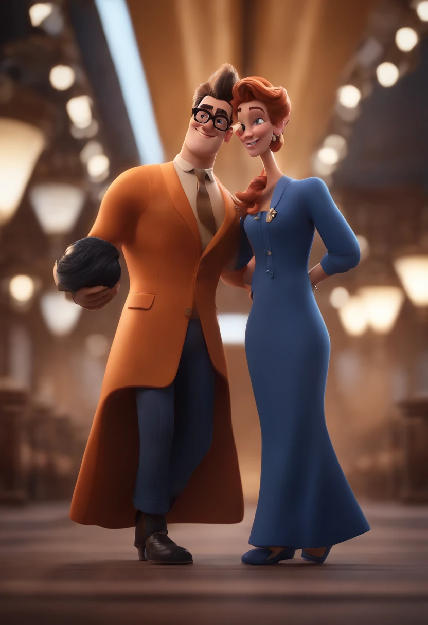 Cartoon character of a man wearing black glasses and a blue shirt, um personagem animado, Caractere estilizado, animation style rendering, 3D estilizado, Arnold Maya render, 3 d render stylized, toon render keyshot, Personagem 3D, Personagem 3D, 3d rendering stylized, 3 d character render, personagem de desenho animado, Personagem de close up, Pose de personagem, (Estilo Pixar) (master part:1.2) (Bokeh) (best quality) (pele detalhada) (textura detalhada) (8k) (argila) (Cinematic lighting) (foco nítido，Senta e vaza a parte superior do corpo