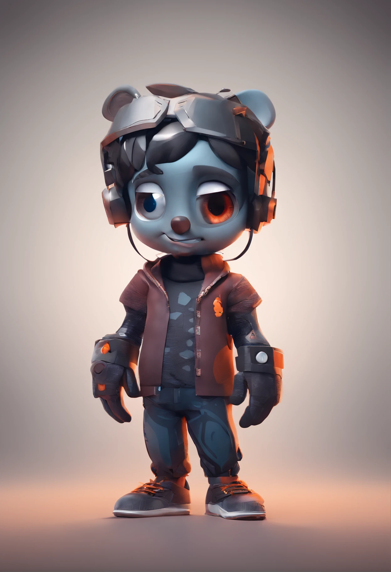 personagem dos desenhos animados de um garoto de cabelo cacheado, Black t-shirt with a bear drawn half bear half robot, animation character, Caractere estilizado, animation style rendering, 3D estilizado, Arnold Maya render, 3 d render stylized, toon render keyshot, Personagem 3D, Personagem 3D, 3d rendering stylized, 3 d character render, personagem de desenho animado, Personagem de close up, Pose de personagem, (Estilo Pixar) (master part:1.2) (Bokeh) (best quality) (pele detalhada) (textura detalhada) (8k) (argila) (Cinematic lighting) (foco nítido