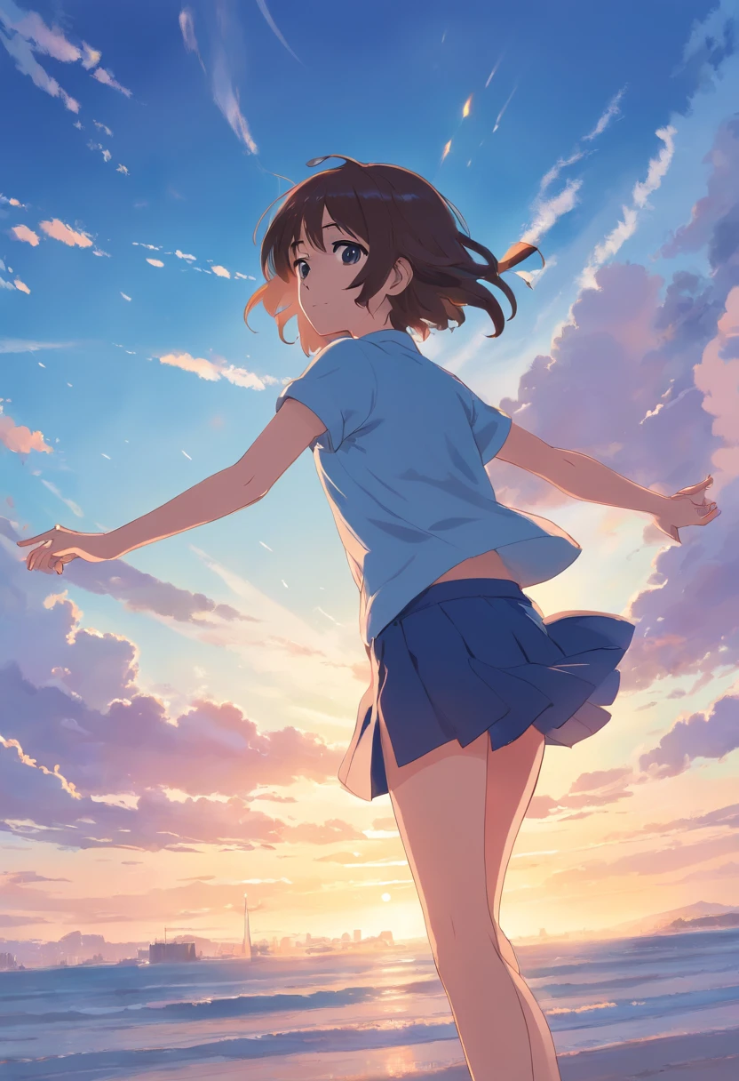 The wind blows and the navel flickers、Shyness、hi-school girl、small tits、Sports