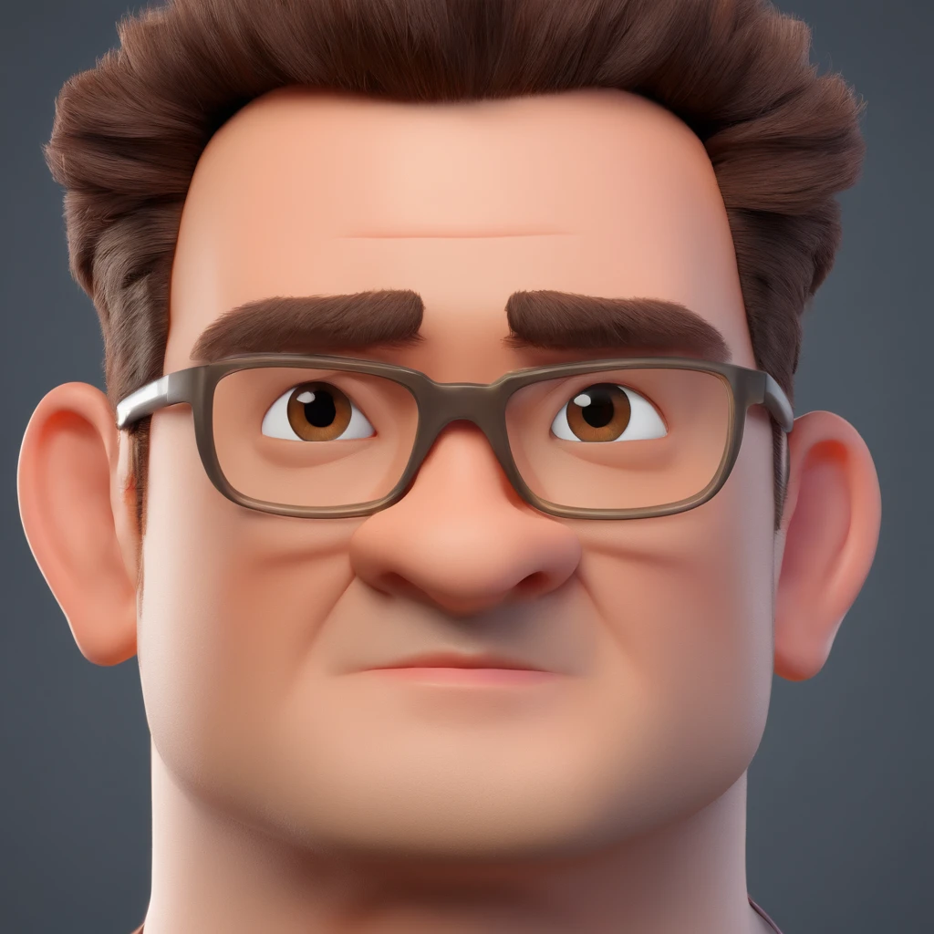 Criar um personagem no estilo Pixar. Trata-se de um homem de 30 anos, magro, com barba, Pardo com cabelos castanhos raspado e um quiff, e olhos castanhos. Ele deve estar em uma academia  Trabalhar como personal trainer