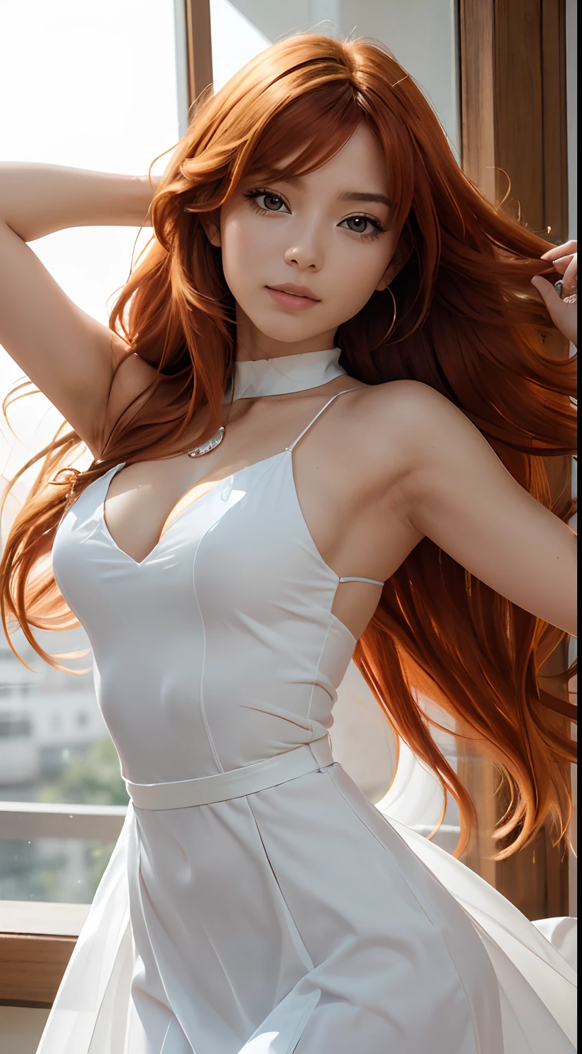 (La mejor calidad, Obra maestra, De color, Dynamic Angle, highest detailed)(Asuka Langley), Foto de la parte superior del cuerpo, Fashion Photography of Cute Long Haired Redhead Girl (Asuka Langley), vestido alto detallado traje rojo Evangelion (High-resolution textures), in dynamic pose, Bokeh, (Detalles intrincados, hiperdetallado:1.15), Detallado, sunlight passing through the hair, Colorful Artistic Background, (Arte Oficial, Extremadamente detallado, highest detailed),, fotorrealista, Renderizado de octanaje, La mejor calidad, Mirando al espectador, Mirando hacia abajo, foco nítido, (8k), (4k), (Obra maestra), (La mejor calidad), (textura realista de la piel), extremadamente detallado, intrincado, hiper detallado, , illustration, Soft lighting, , High resolution, Crisp Details, sonrojarse, (((desde abajo)))