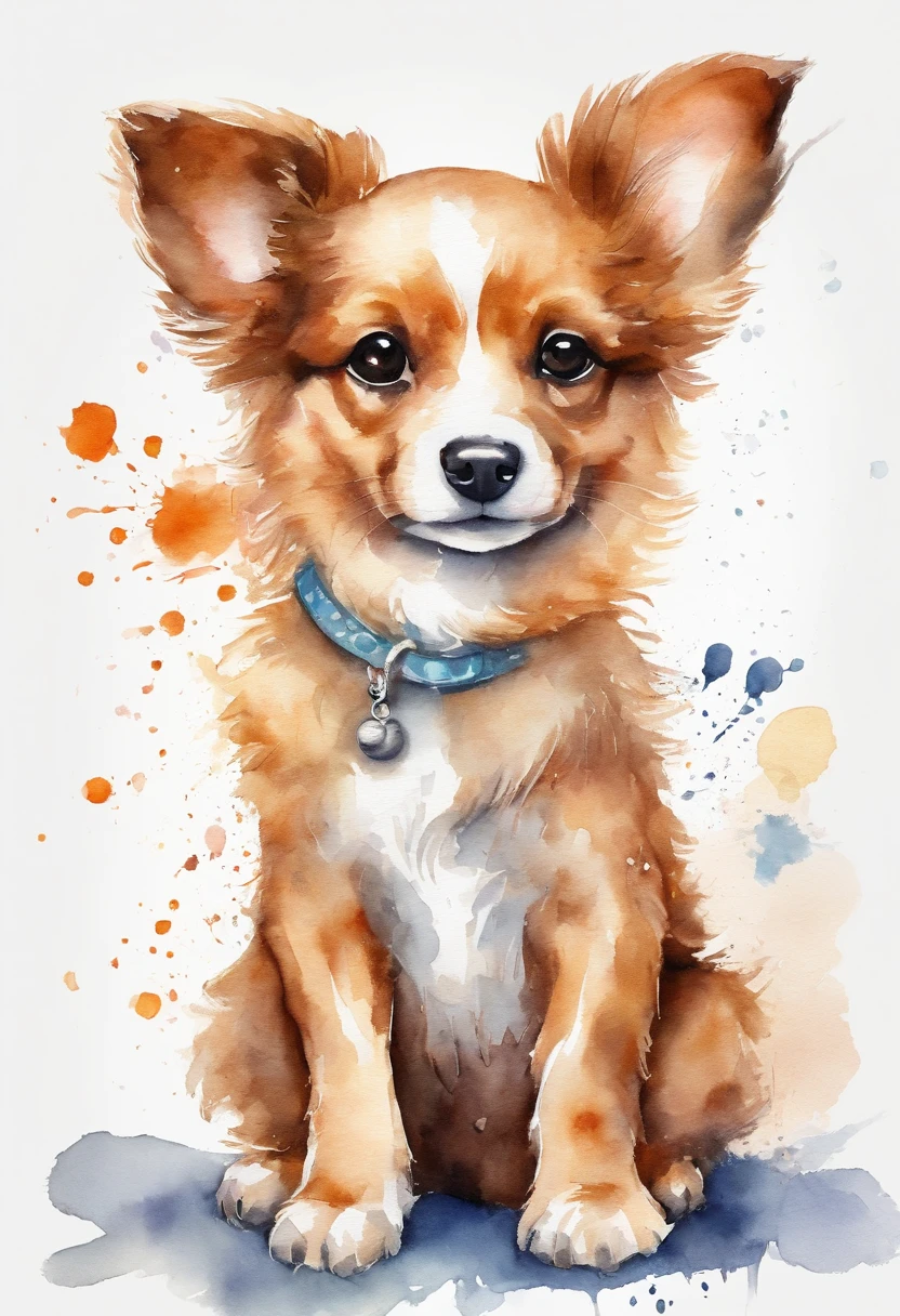 puppy,fofinho, Chibi, fundo simples, adorable animal, kawaii