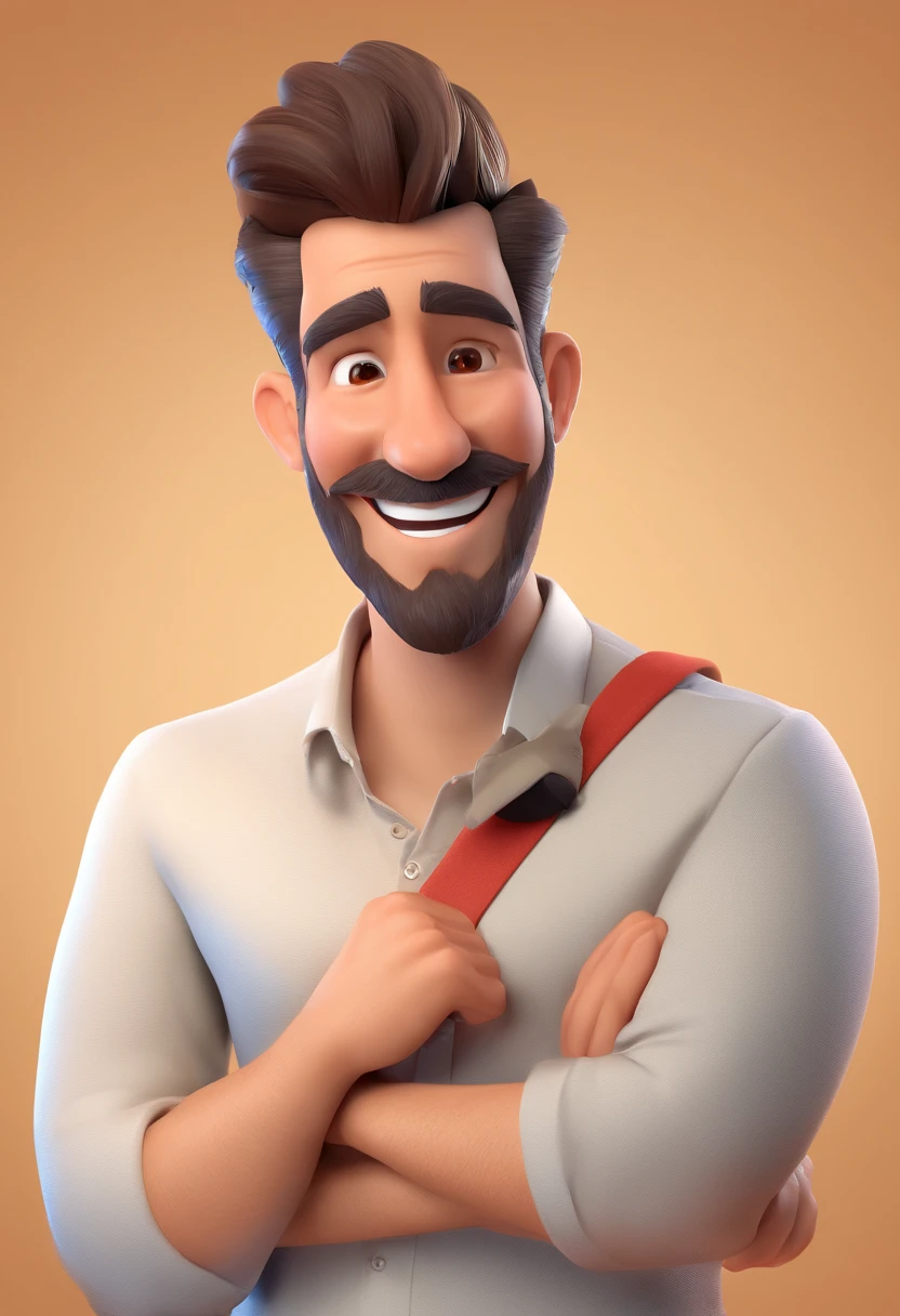 Smiling Man Illustration, sorriso insano, Homem de pele marrom com um sorriso gigante, happily smiling at the camera, sorriso atrevido, he's smiling, sorriso muito grande, Macho sorridente, foto de perfil headshot, rindo sorriso enorme, desenhando no estilo de Arte 3D, c4d, fundo de cor branco puro, estilo disney, estilo pixar render ilustracao Super Detalhe, 8k