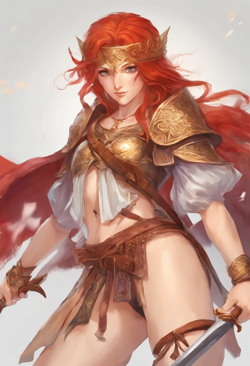 greek, human, female, redhead, two-spear, no armor