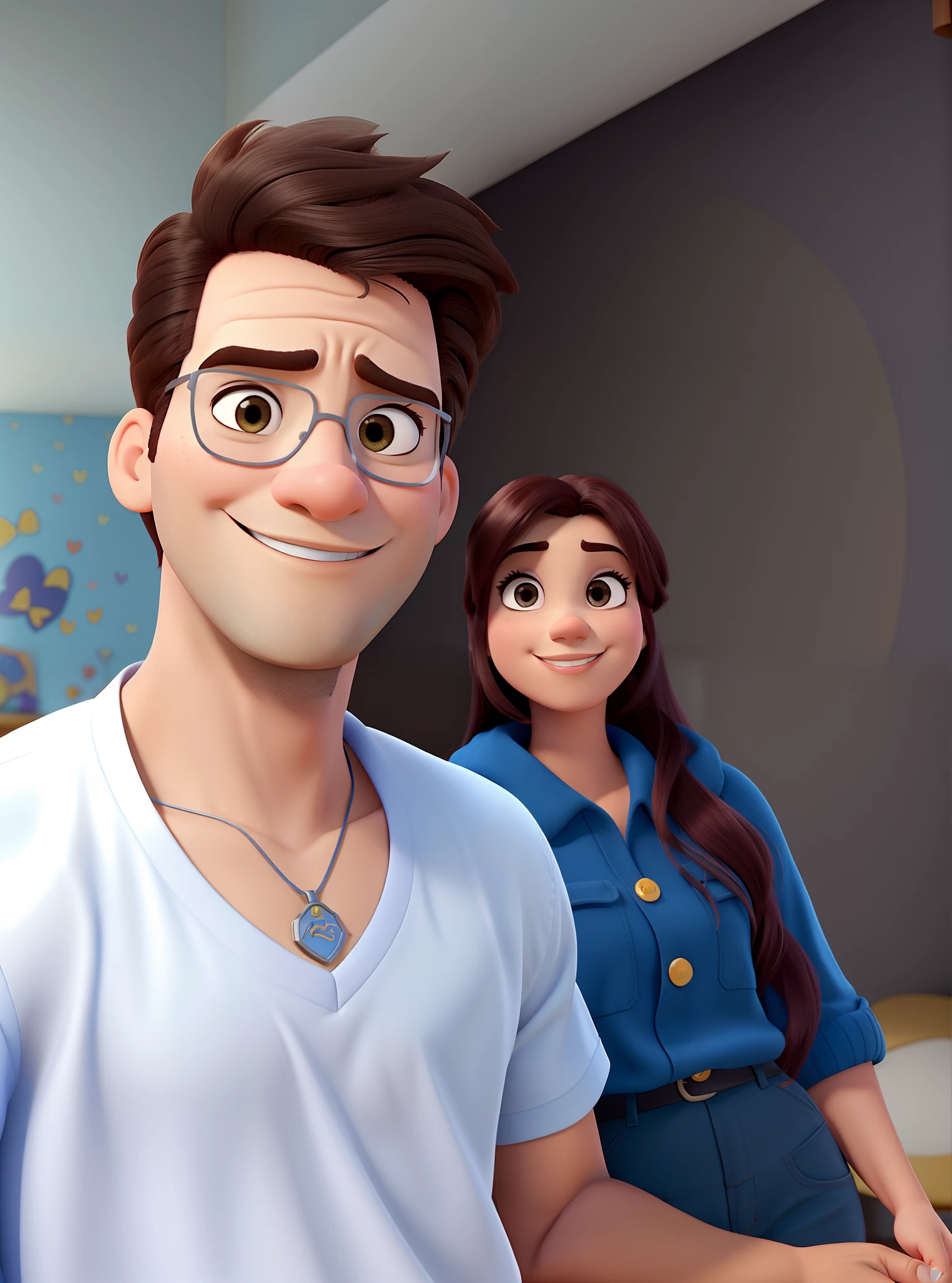 casal homem e mulher no estilo Disney Pixar, alta qualidade, melhor qualidade