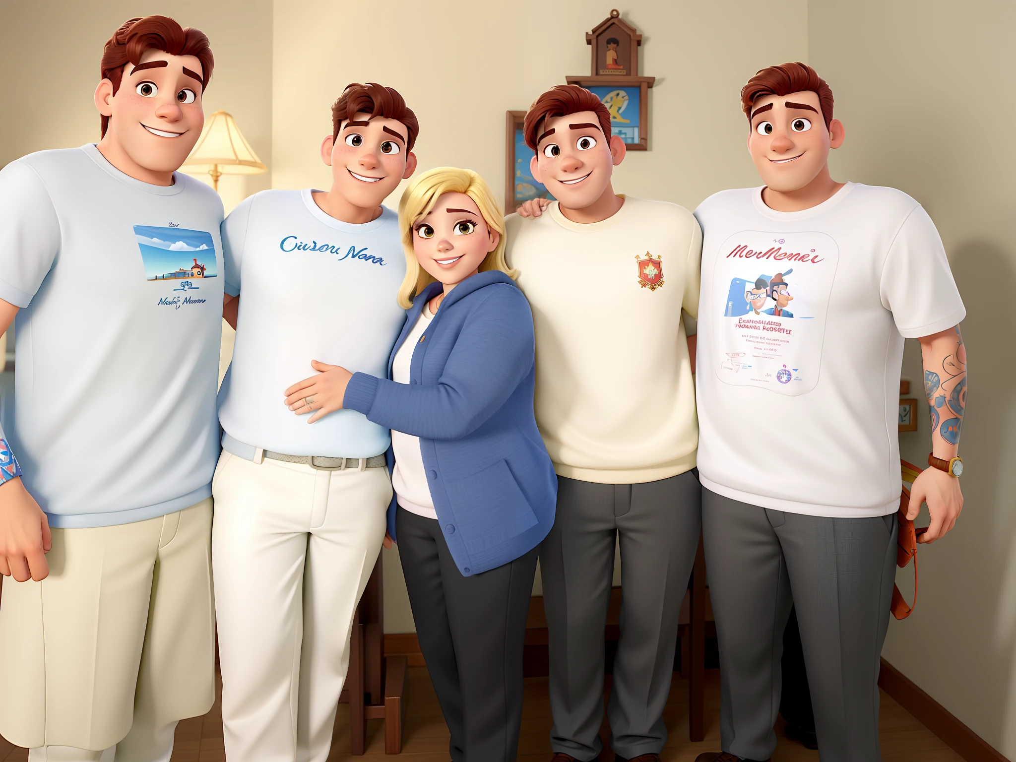 Casal (homem moreno e mulher branca sem brinco)no estilo Disney Pixar, alta qualidade, melhor qualidade.