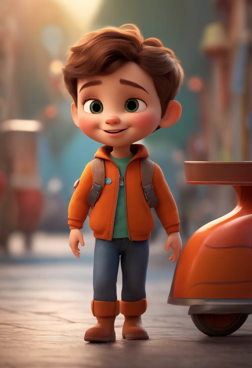 a happy cute standing short hair, vestindo uma fantasia espacial, , fundo branco, barnet, Tom, Estilo Pixar, ....3d, desenhos animados, rosto detalhado, asymmetrical 16k