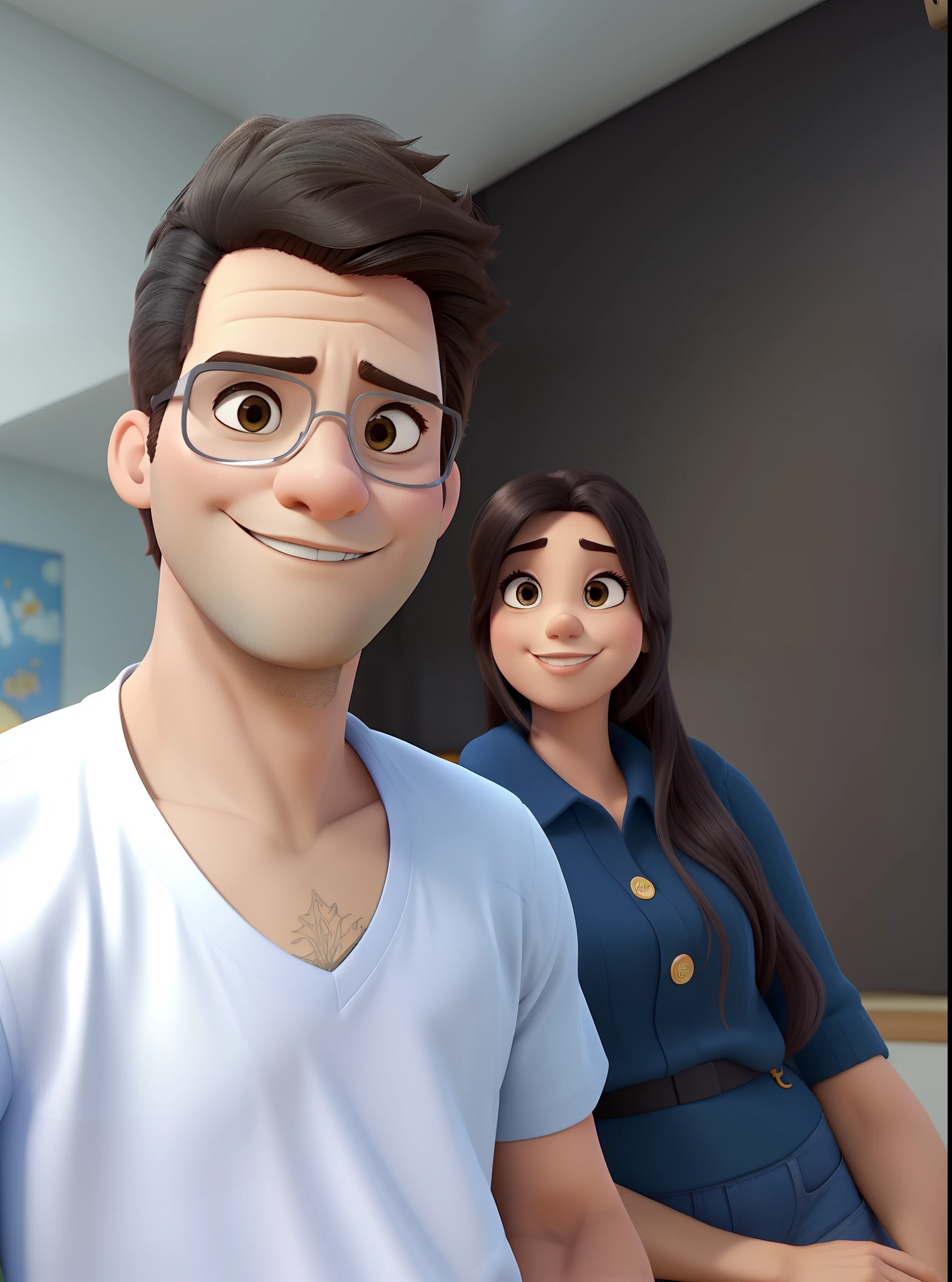 casal homem e mulher no estilo Disney Pixar, alta qualidade, melhor qualidade