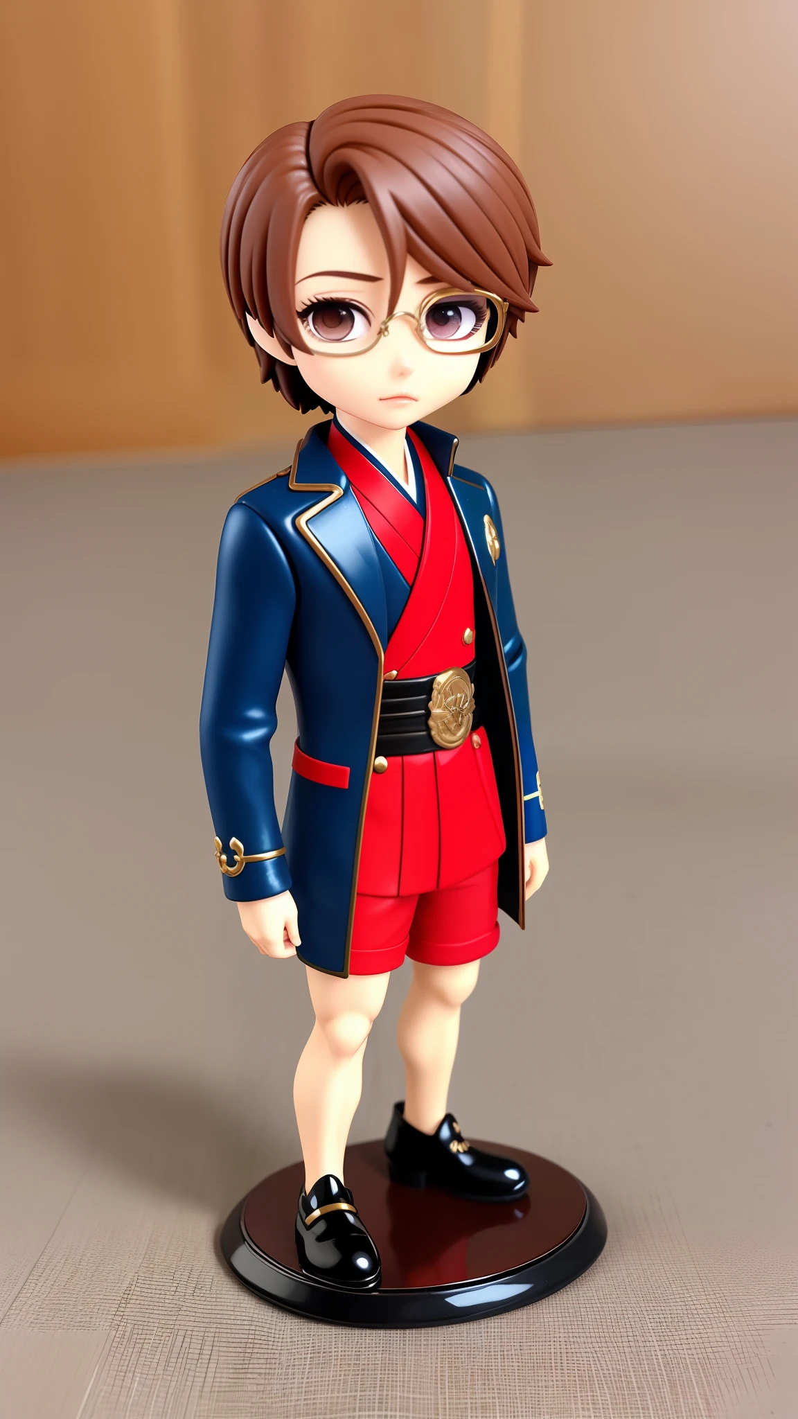 Chibi disney boneco realista oriental masculino com roupa de medico cabelos cor vermelho , oculos , Profession Naturologist