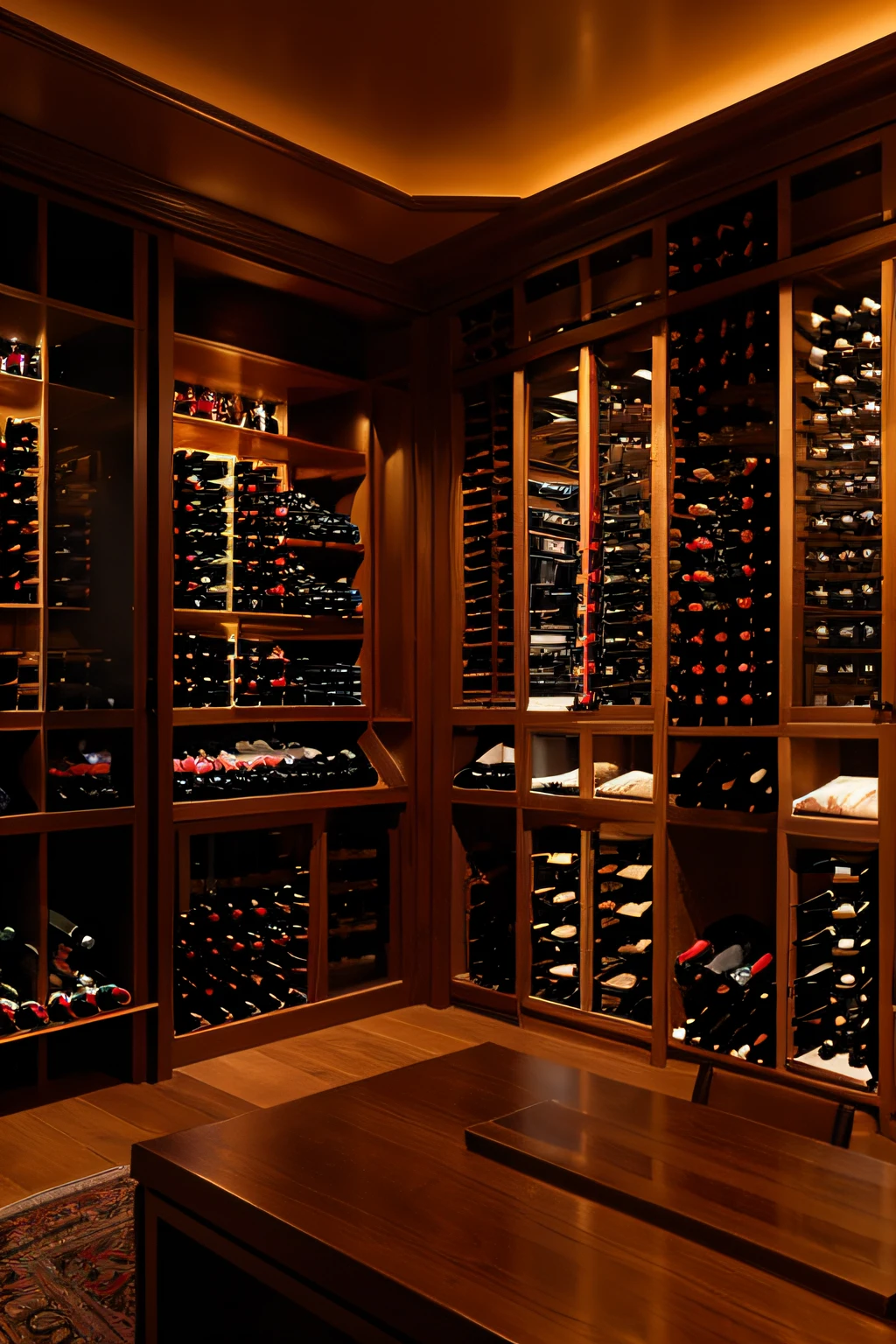 Private wine cellar，Luxurious atmosphere，A bit of smoke，dim murky lights，surrealism", Surreal" high qualityProduct photography,Pic 16：9
